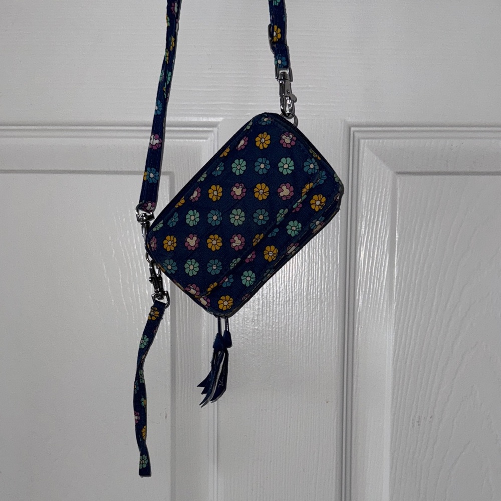 Vera Bradley Disney Floral Crossbody Wallet in Blue (Discontinued)